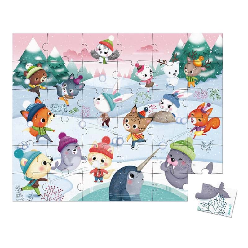 Janod 36 Parça Çantalı Puzzle - Kar Partisi resmi